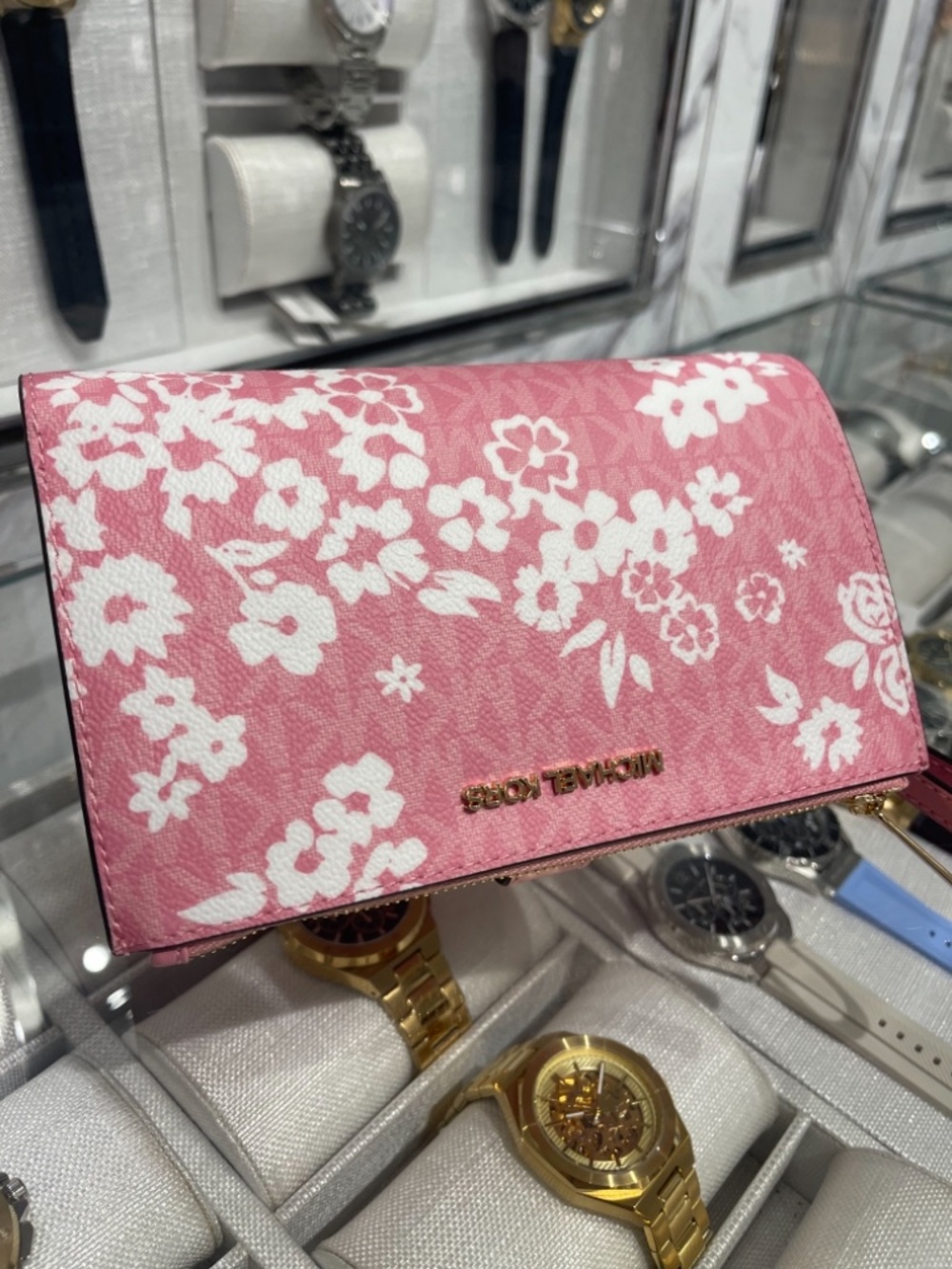 MICHAEL KORS Jet Set Travel Large Double Zip Printed Signature Logo Wristlet Wal - Picture 5 of 16